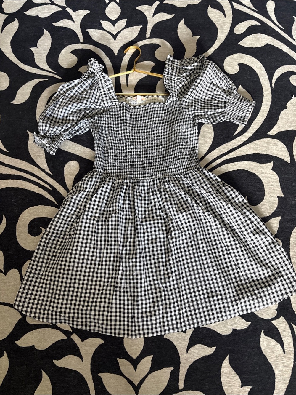 Riley & Rae Black and White Gingham Puff Sleeve Dress